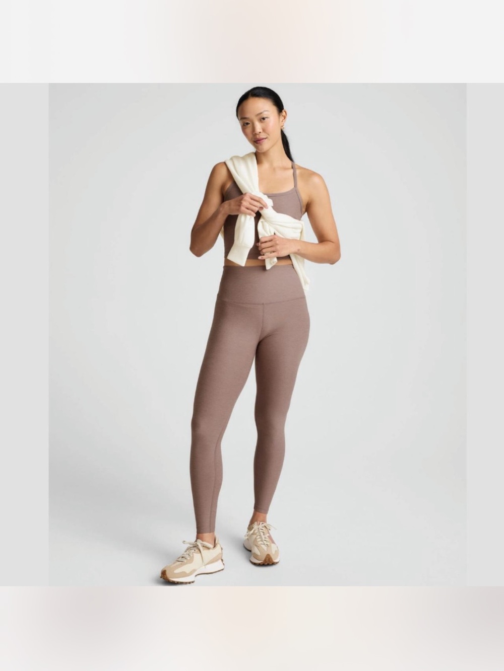 Beyond Yoga SET -Spacedye Crop top and Leggings in Taupe Brown